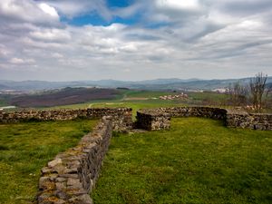 Preview wallpaper fence, stones, grass, field, valley