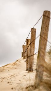 Preview wallpaper fence, wire, wooden, sand, desert