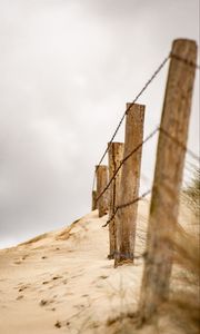 Preview wallpaper fence, wire, wooden, sand, desert