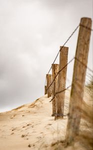 Preview wallpaper fence, wire, wooden, sand, desert