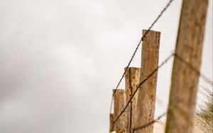 Preview wallpaper fence, wire, wooden, sand, desert