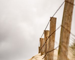 Preview wallpaper fence, wire, wooden, sand, desert