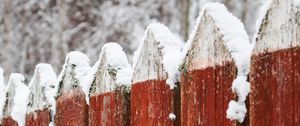 Preview wallpaper fence, wooden, snow, red