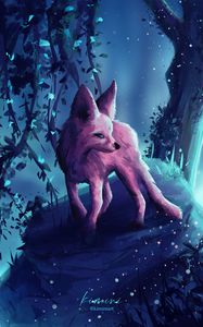 Preview wallpaper fennec fox, animal, forest, art