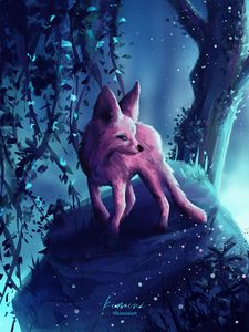 Preview wallpaper fennec fox, animal, forest, art