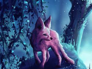 Preview wallpaper fennec fox, animal, forest, art