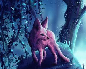 Preview wallpaper fennec fox, animal, forest, art