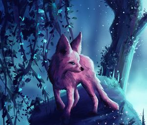 Preview wallpaper fennec fox, animal, forest, art