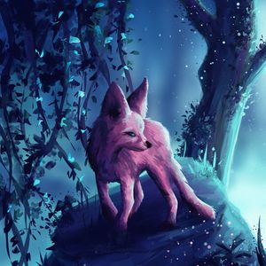 Preview wallpaper fennec fox, animal, forest, art