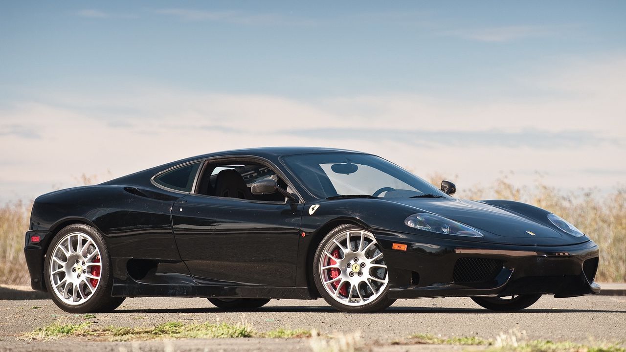 Wallpaper ferrari 360, challenge stradale, black, side view