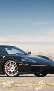 Preview wallpaper ferrari 360, challenge stradale, black, side view