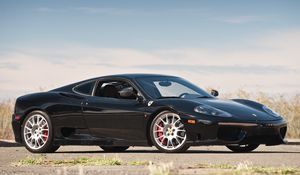 Preview wallpaper ferrari 360, challenge stradale, black, side view