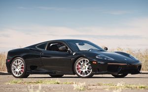 Preview wallpaper ferrari 360, challenge stradale, black, side view