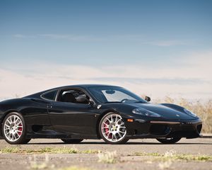 Preview wallpaper ferrari 360, challenge stradale, black, side view