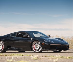 Preview wallpaper ferrari 360, challenge stradale, black, side view