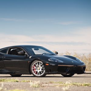 Preview wallpaper ferrari 360, challenge stradale, black, side view