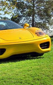 Preview wallpaper ferrari 360, spider, yellow, convertible, front view