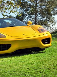 Preview wallpaper ferrari 360, spider, yellow, convertible, front view