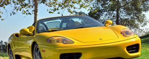 Preview wallpaper ferrari 360, spider, yellow, convertible, front view