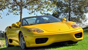 Preview wallpaper ferrari 360, spider, yellow, convertible, front view