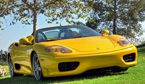 Preview wallpaper ferrari 360, spider, yellow, convertible, front view