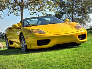 Preview wallpaper ferrari 360, spider, yellow, convertible, front view