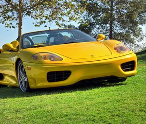 Preview wallpaper ferrari 360, spider, yellow, convertible, front view