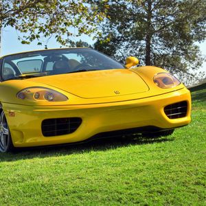 Preview wallpaper ferrari 360, spider, yellow, convertible, front view