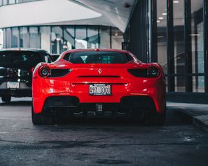 Preview wallpaper ferrari 458, ferrari, car, sports car, rear view, red