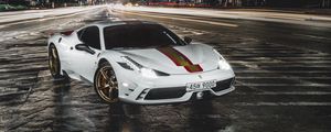 Preview wallpaper ferrari 458, ferrari, car, white, night, road