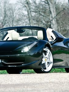 Preview wallpaper ferrari, 458, italia, convertible, black, front view