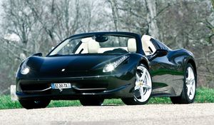 Preview wallpaper ferrari, 458, italia, convertible, black, front view