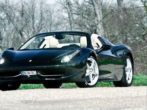 Preview wallpaper ferrari, 458, italia, convertible, black, front view