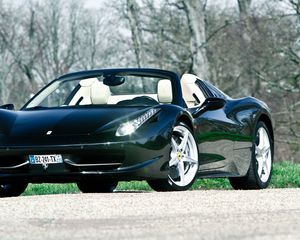 Preview wallpaper ferrari, 458, italia, convertible, black, front view