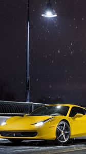 Preview wallpaper ferrari, 458, italia, yellow, side view