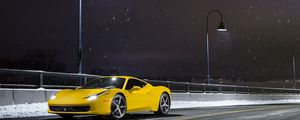 Preview wallpaper ferrari, 458, italia, yellow, side view