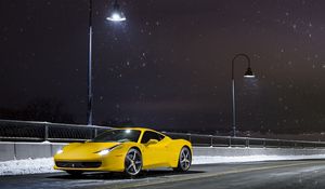 Preview wallpaper ferrari, 458, italia, yellow, side view