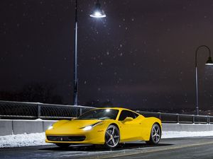 Preview wallpaper ferrari, 458, italia, yellow, side view