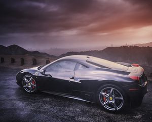 Preview wallpaper ferrari, 458, italia, side view, black