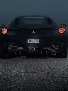 Preview wallpaper ferrari, 458, italia, ferrari 458, rear view, night, lights