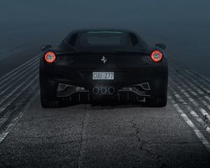 Preview wallpaper ferrari, 458, italia, ferrari 458, rear view, night, lights