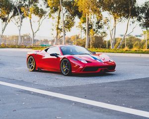 Preview wallpaper ferrari 458 italia, ferrari, car, sports car, red, side view