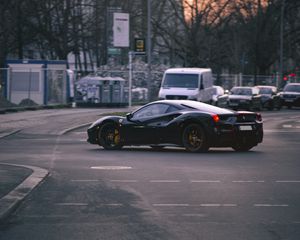 Preview wallpaper ferrari 458 italia, ferrari, car, black, road