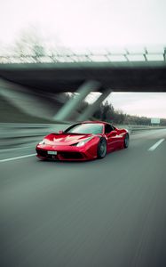 Preview wallpaper ferrari 458 italia, ferrari, car, sports car, red, speed, road