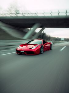 Preview wallpaper ferrari 458 italia, ferrari, car, sports car, red, speed, road