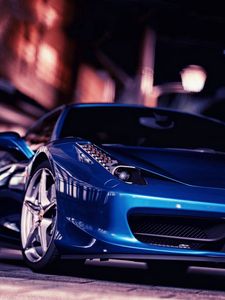 Preview wallpaper ferrari 458 italia, ferrari, front view, blue