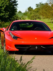 Preview wallpaper ferrari 458, red, front view