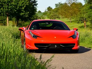 Preview wallpaper ferrari 458, red, front view