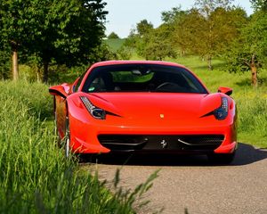 Preview wallpaper ferrari 458, red, front view