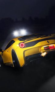 Preview wallpaper ferrari, 458 speciale, yellow, lights, rear view